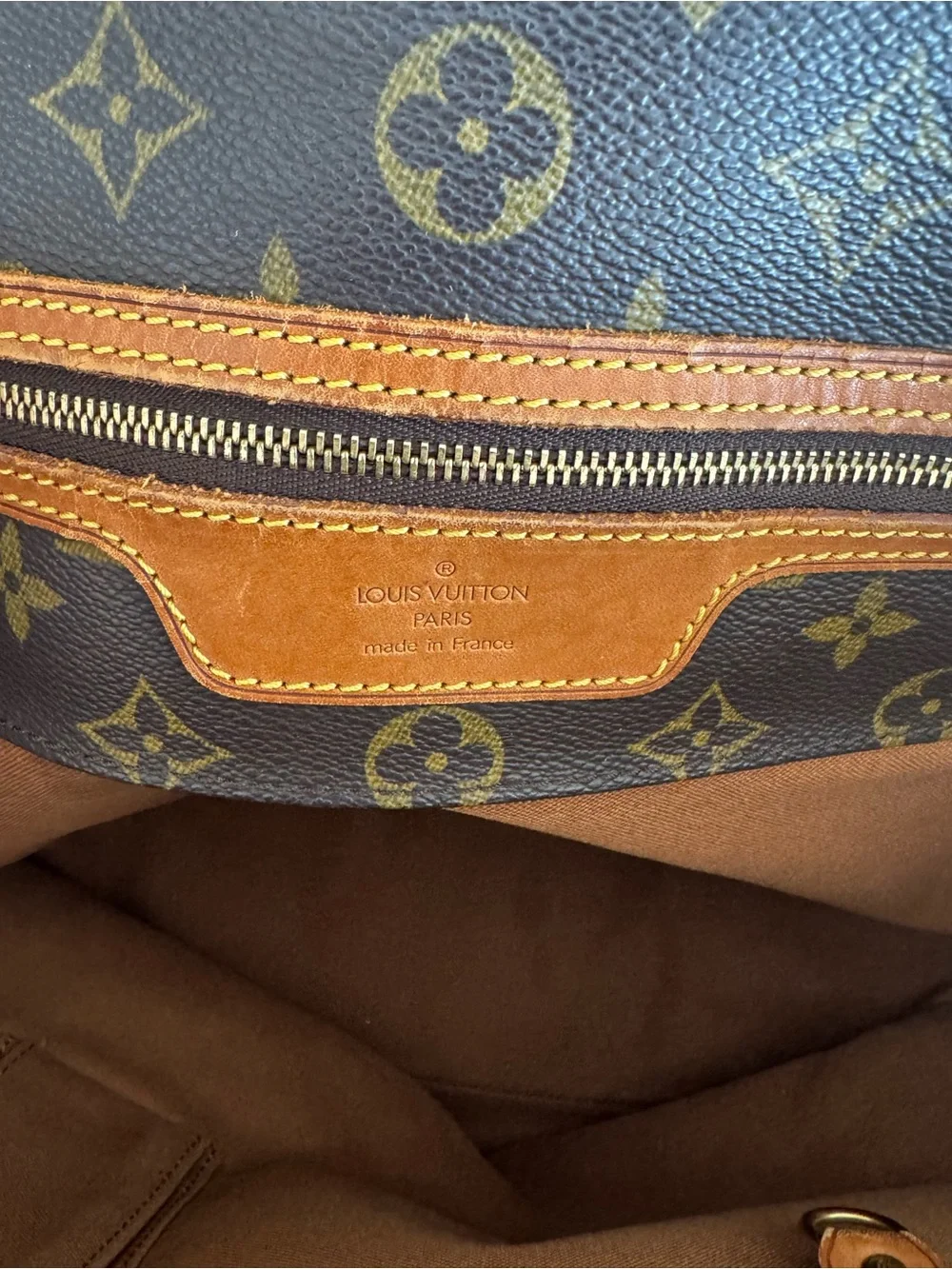 Louis Vuitton Brown Monogram Canvas Tote Bag with vachette straps